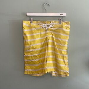 Mens‎ Swimwear Surf Beach Summer Striped Board Swim Trunks Shorts Yellow Small
